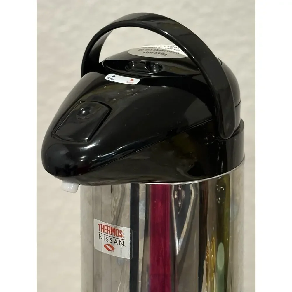 Nissan Glass Vacuum Thermos Insulated Pump Pot Hot Cold Beverage Server